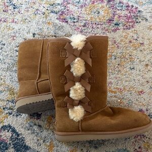Koolaburra by UGG Suede Tall Boots with Bow Accents- Tan